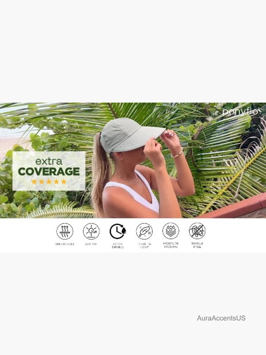 Wide Brim UPF 50 Ponytail Sun Hat with Patented Opening main image 5